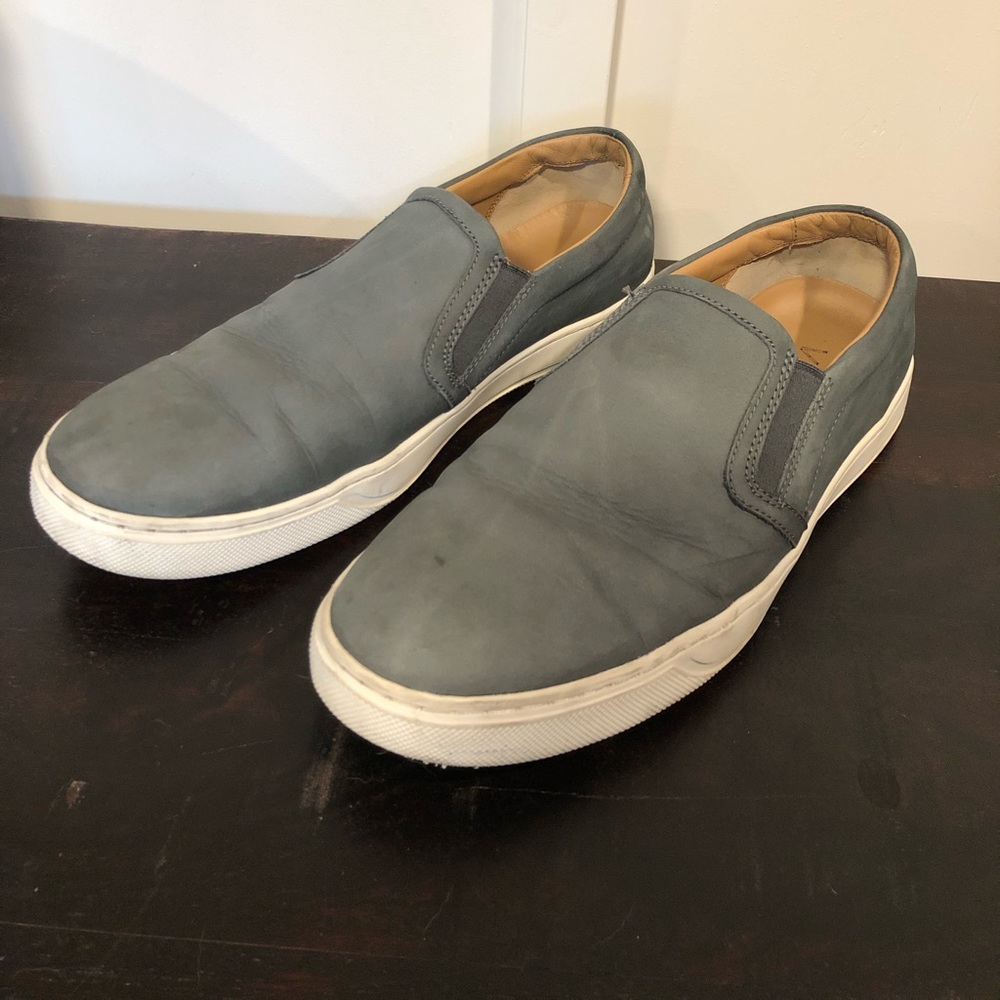Vince Slate Blue Leather Slip On Sneaker